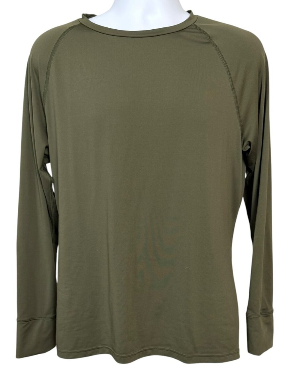 Lands' End Men's Medium Olive Green Performance Long Sleeve Wicking Shirt 38-40